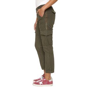 NSF Basquait Studded Cargo Pants Cuffed Crop Army Green